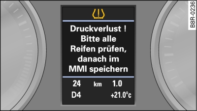 Display: messaggio di avvertimento (testo e spia)